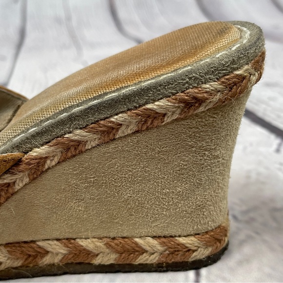 UGG Margot suede wedge sandals fur lined light brown slip on shoes, size 8 - Picture 8 of 13